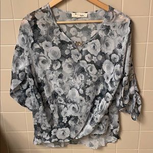 Semi sheer black& grey blouse